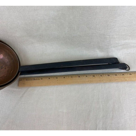 Set of 2 Copper Sauce Pots Ladles with Long Forged Iron Handles - Picture 9 of 9